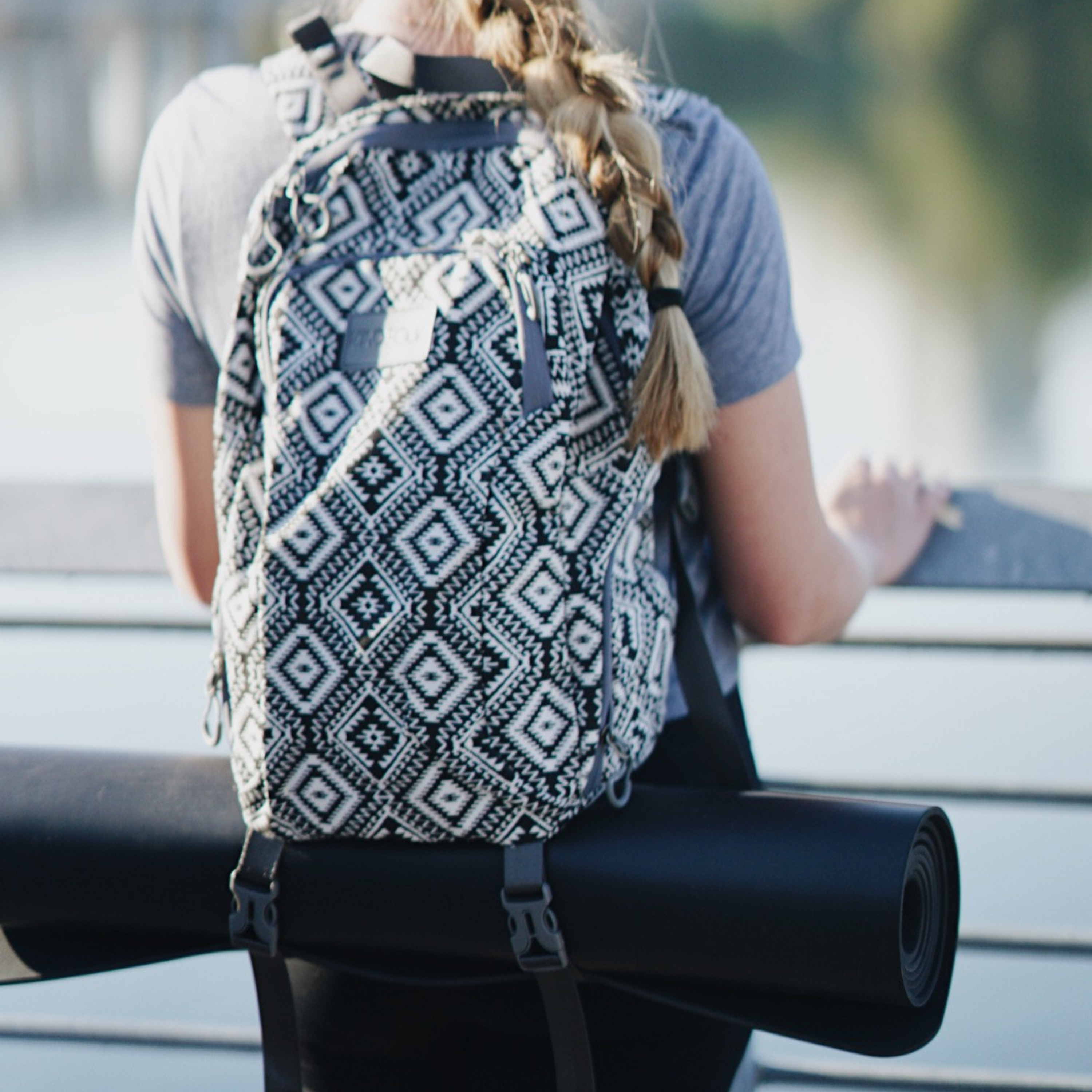 Kindfolk Yoga Mat Backpack Two Straps Patterned Canvas (Nomad)