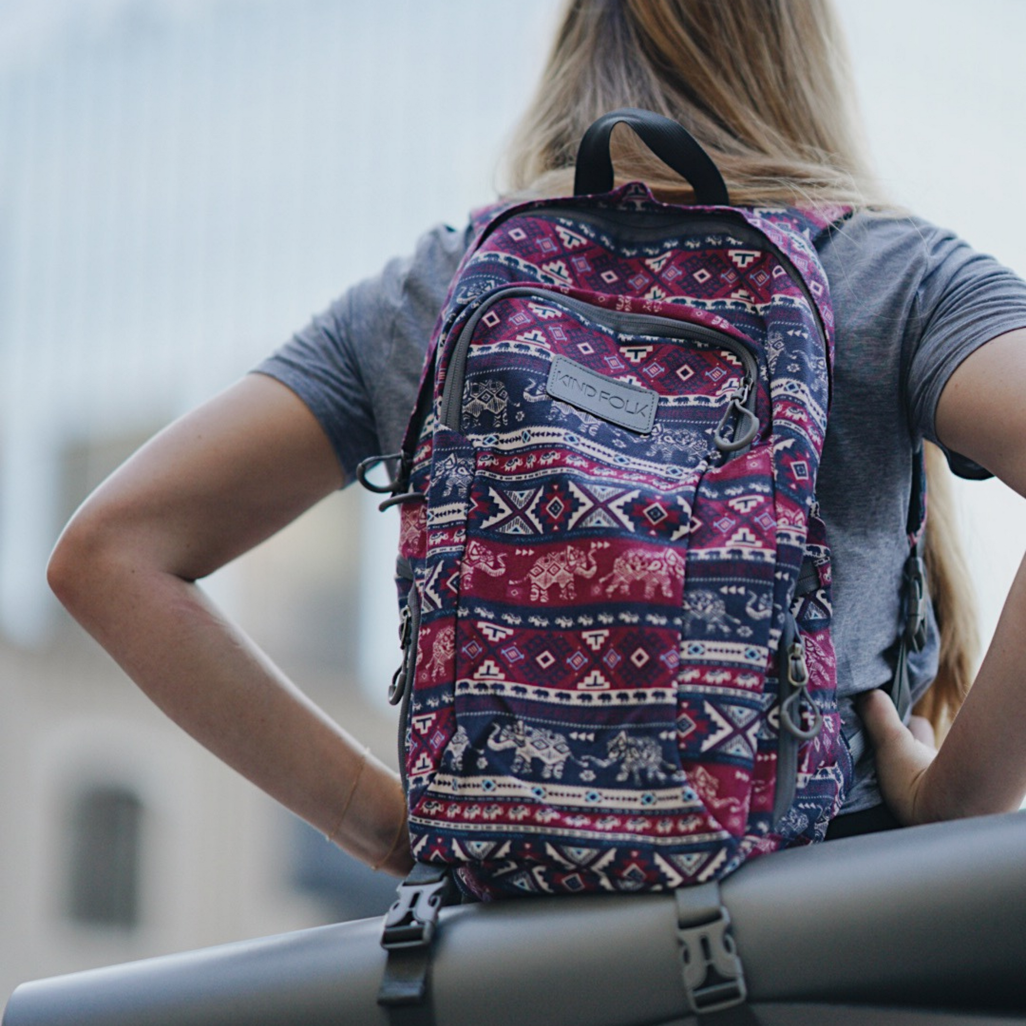 backpack for traveling with yoga mat Kindfolk Yoga Mat Backpack Two Straps Patterned Canvas (Nomad)