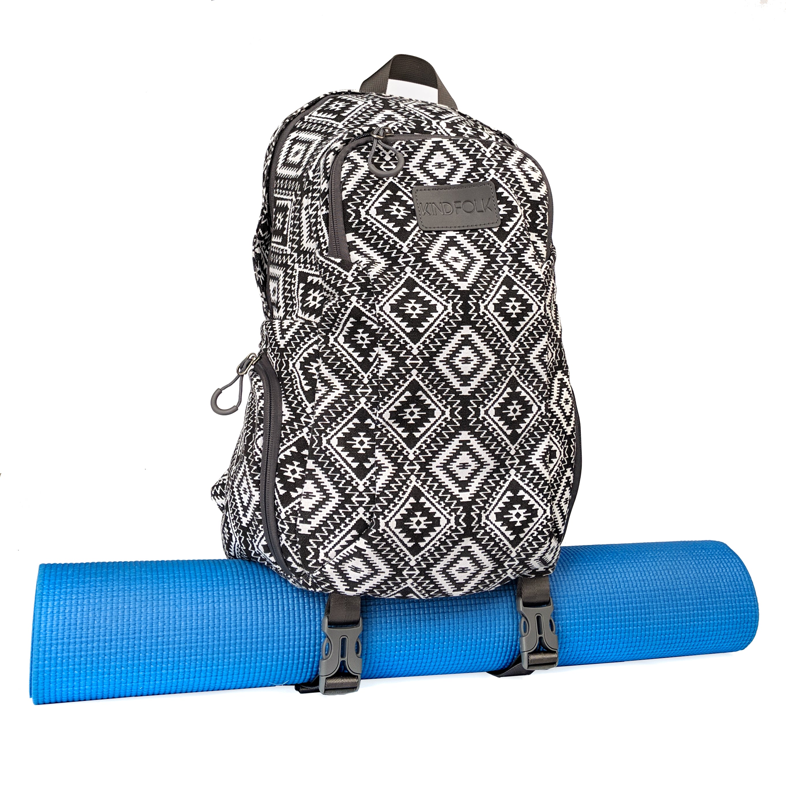 best travel backpack with yoga mat Kindfolk Yoga Mat Backpack Two Straps Patterned Canvas (Nomad)